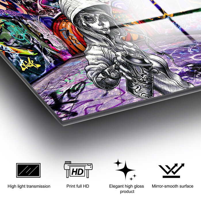 Wallity Pintura en Vidrio Templado Decorativo Multicolor 70 x 100 cm
